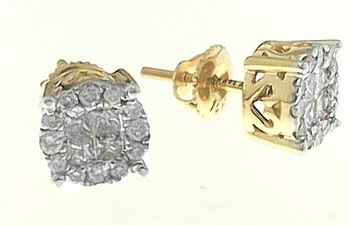 0009451 ladies earrings 1 12 ct roundprincess diamond inv set 14kt yellow gold