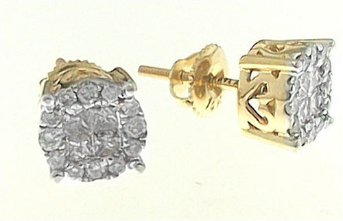 0009452 ladies earrings 2 ct roundprincess diamond 14k yellow gold