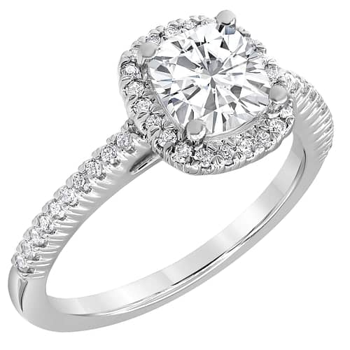 1.00 CTTW Beautiful Halo Bridal Ring with 0.75 ct Asscher Center Stone ...