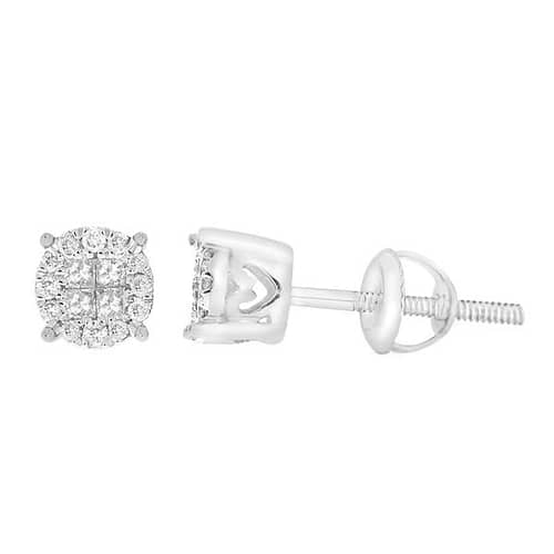 0002123 ladies earrings 14 ct roundprincess inv diamond 10k white gold