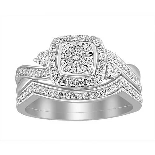 0006858 ladies bridal ring set 13 ct round diamond 10k white gold