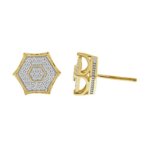 0009201 025ct rd diamonds set in 10kt yellow gold mens earring