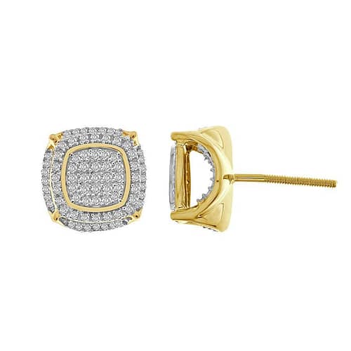 0009288 033ct rd diamonds set in 10kt yellow gold mens earring